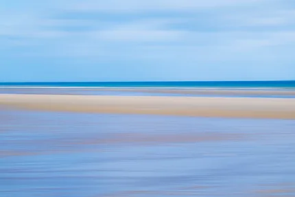 An abstract seascape with lines of blue and cream